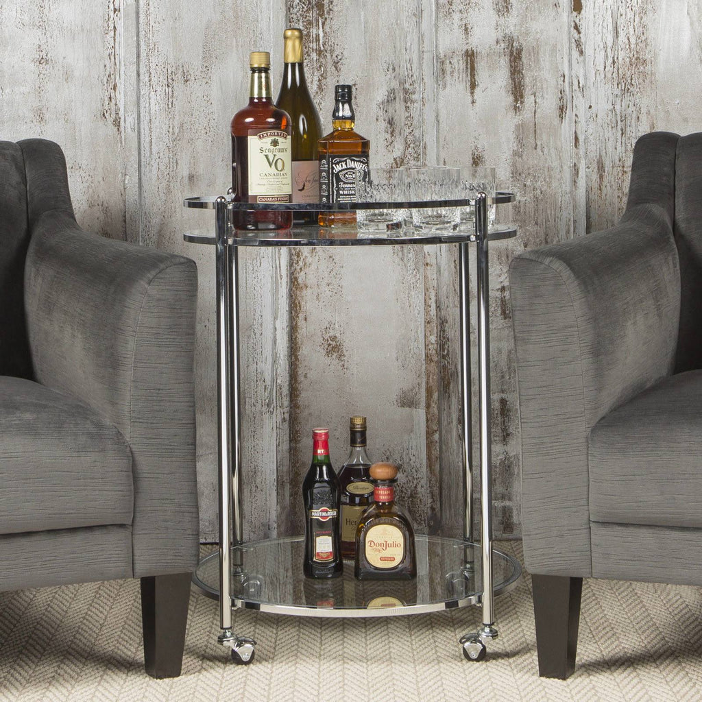 24x22 Round Cart Chrome Clear Glass S7791