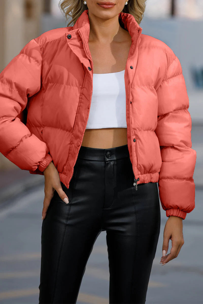 Solid Pocket Turtleneck Outerwear T984293