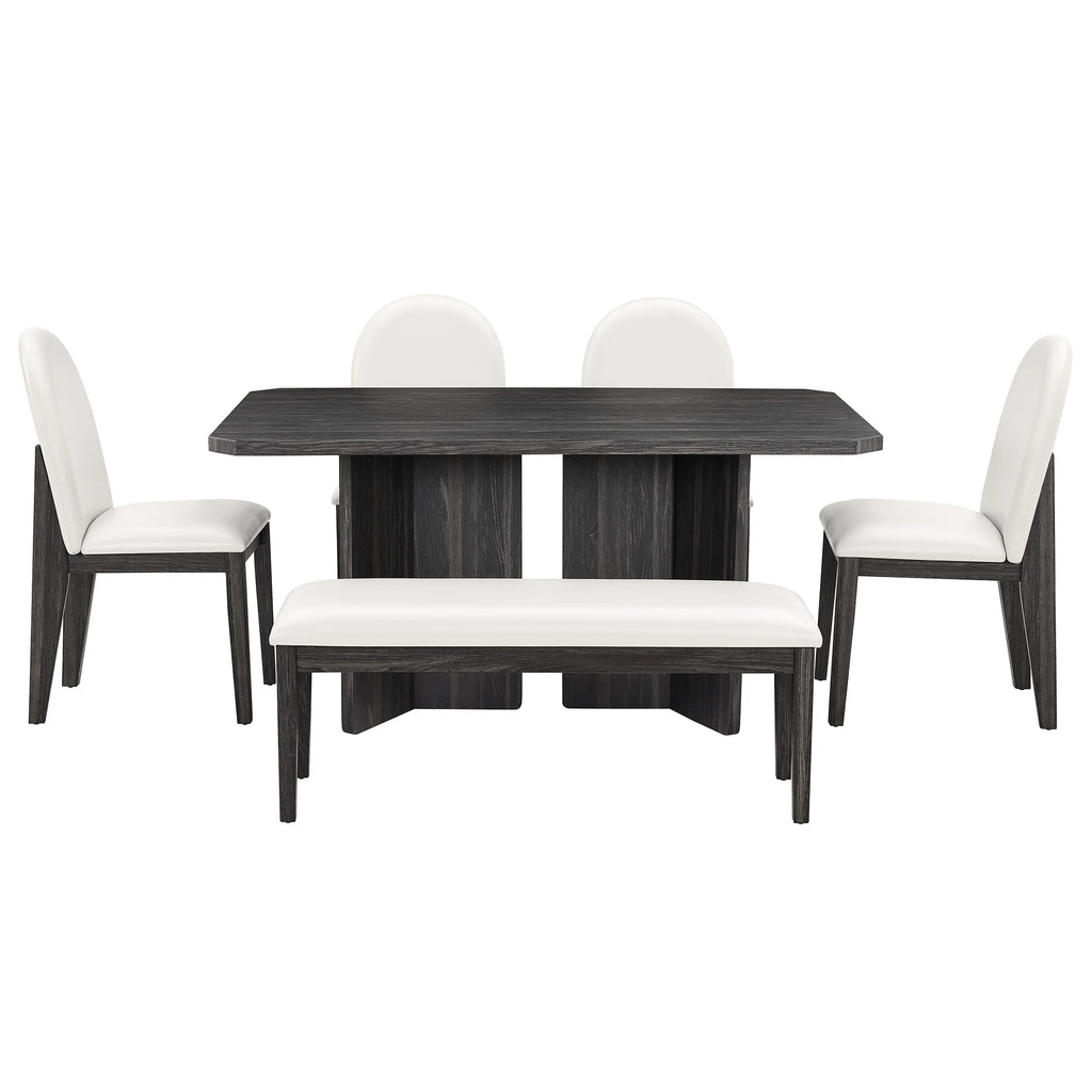 6 Piece Dining Table Chairs and Bench Set T9944