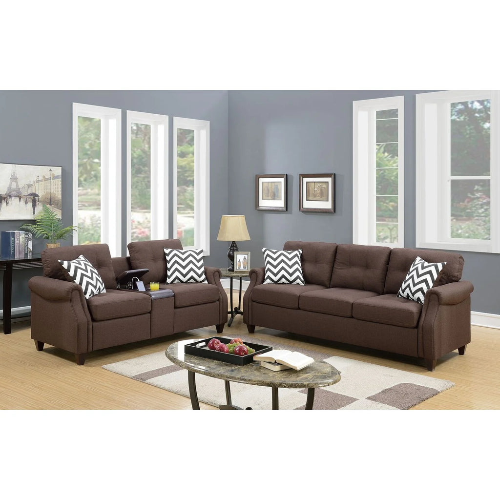 2 Piece Fabric Sofa Set with USB Console M493