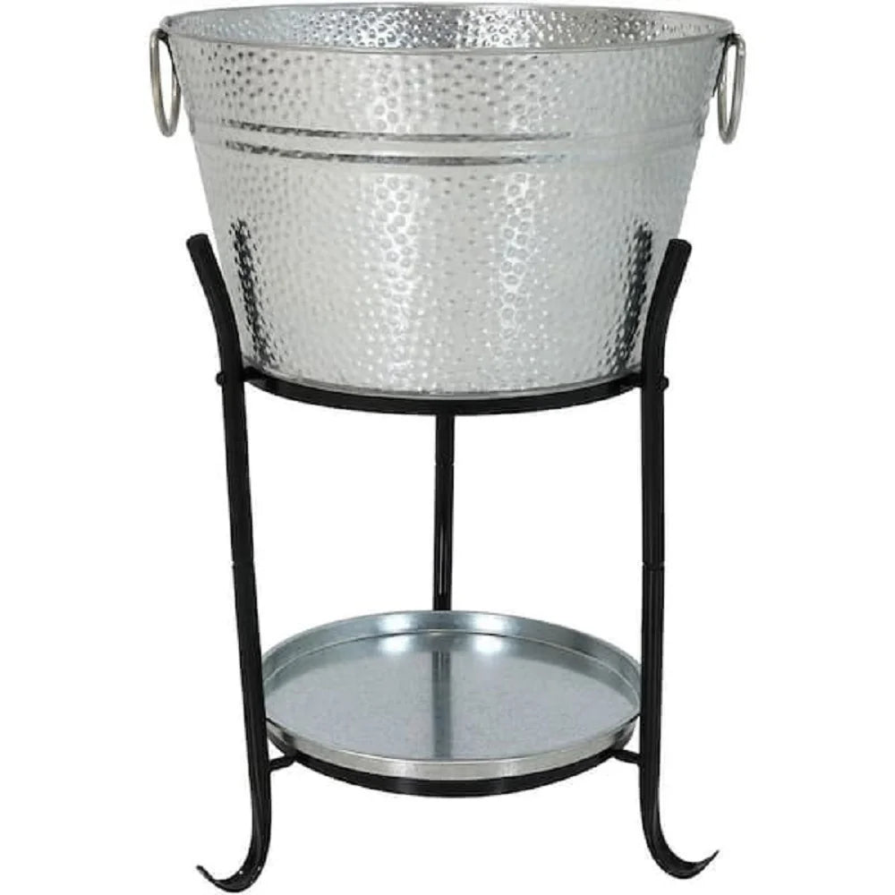 Galvanized Steel Beverage Tub with Tray and Stand V8861