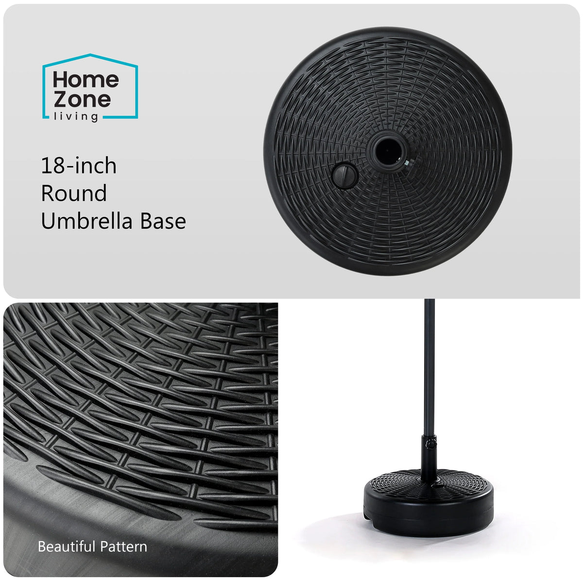 17L Circular Central Pole Umbrella Base with Steel Holder J1045