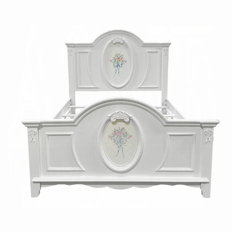 Wooden Full Bed with 2 Drawers in White P218