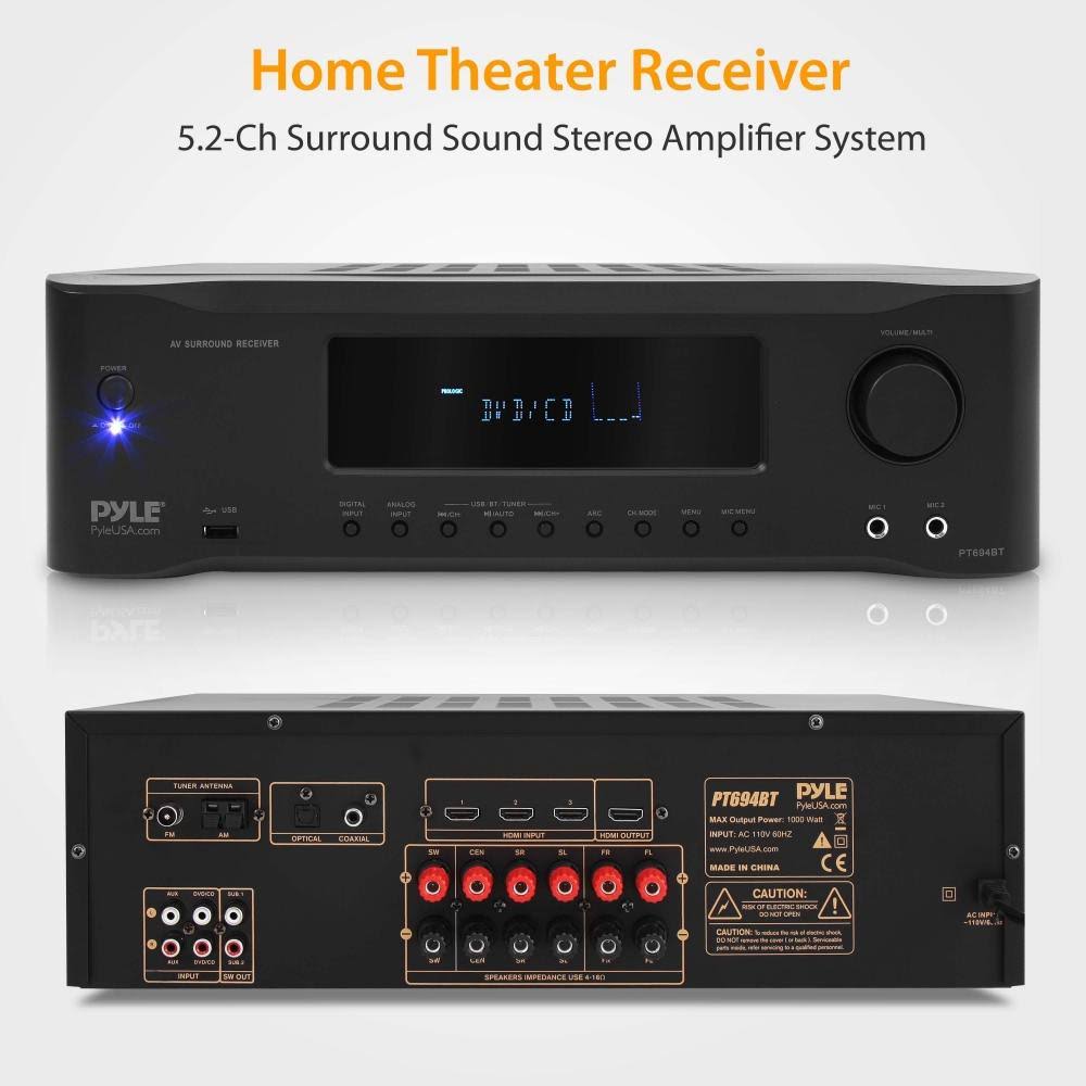 5.2-Channel Hi-Fi Bluetooth Stereo Amplifier 1000 Watt AV Receiver F986