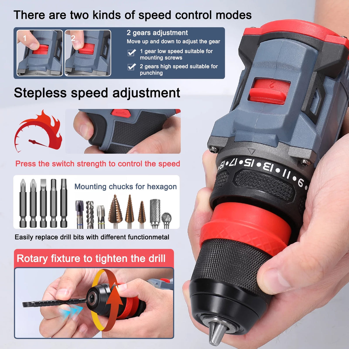 16.8V 2in1 Brushless Drill Electric Screwdriver X3100