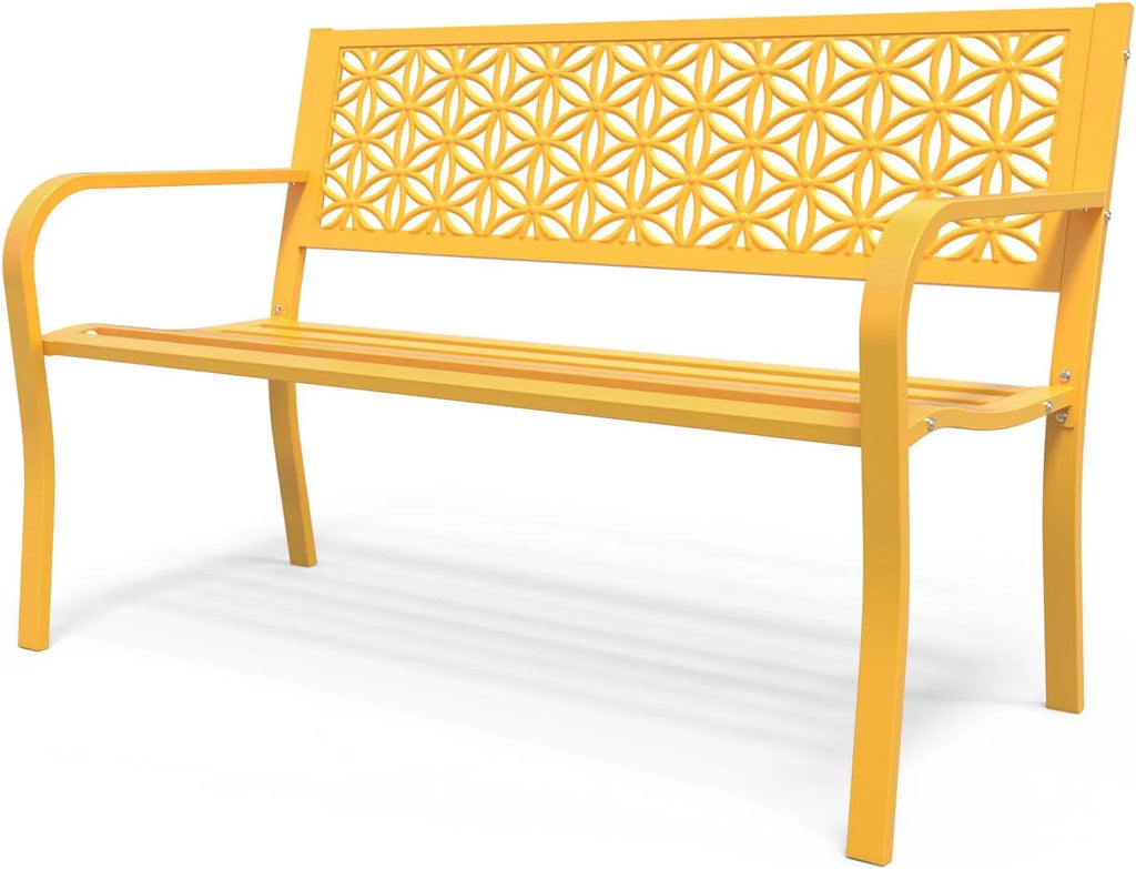 Yellow Metal Outdoor Bench N8949