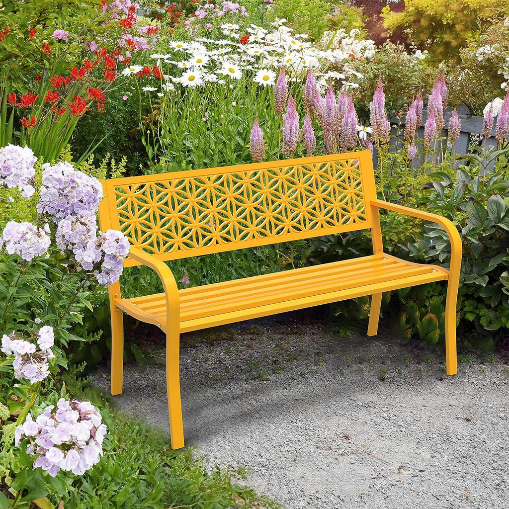 Yellow Metal Outdoor Bench N8949