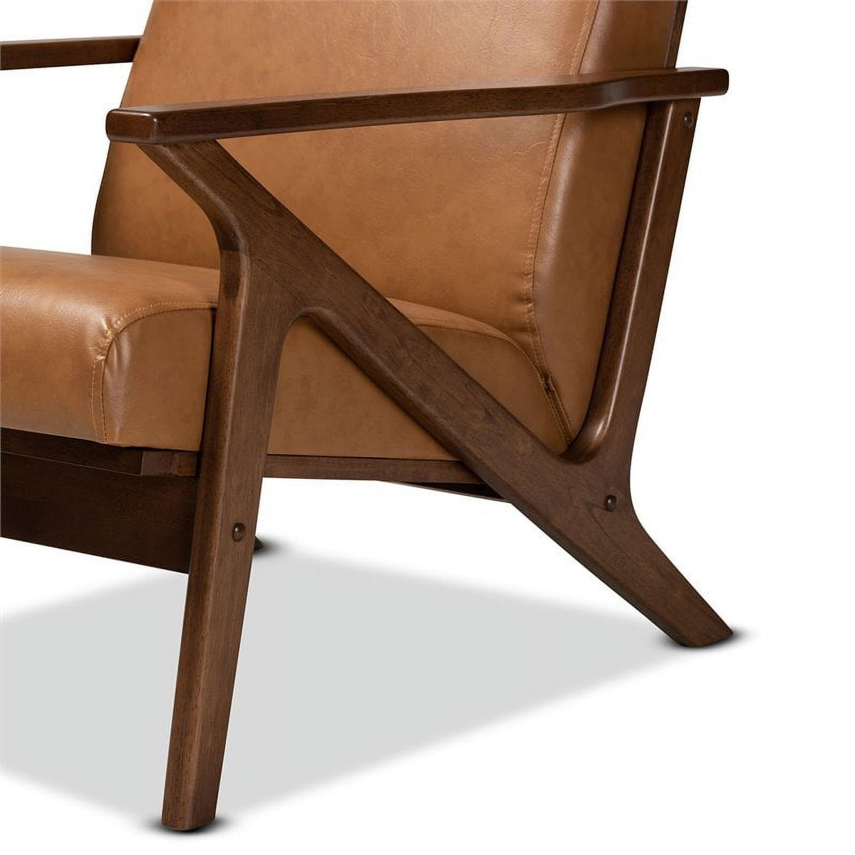 Brown Finished Wood 2-Piece Lounge Chair and Ottoman Set V676