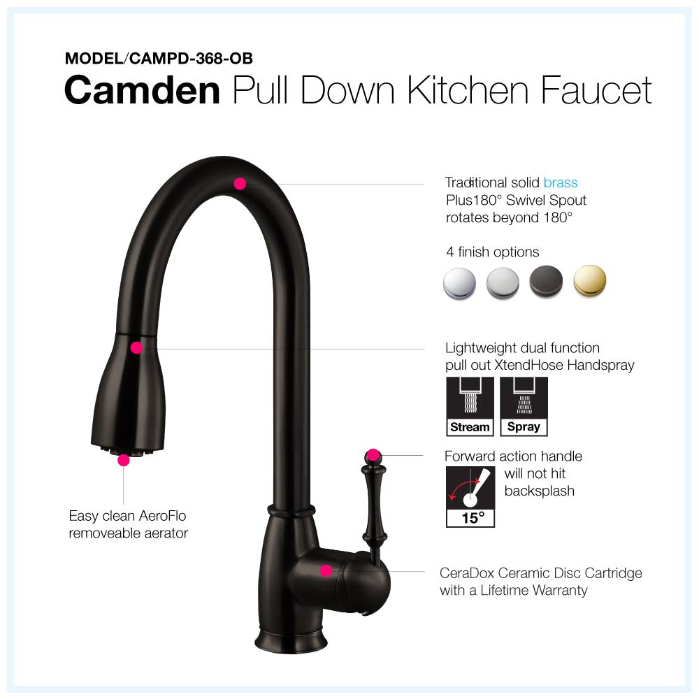 Oil Rubbed Bronze Pull Down Kitchen Faucet G1752