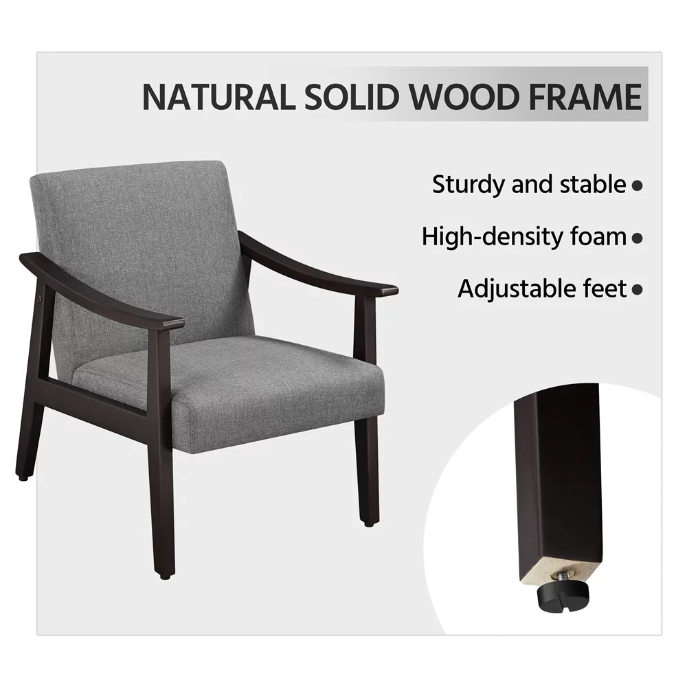 Dark Gray Fabric Accent Chair with Wooden Frame C646