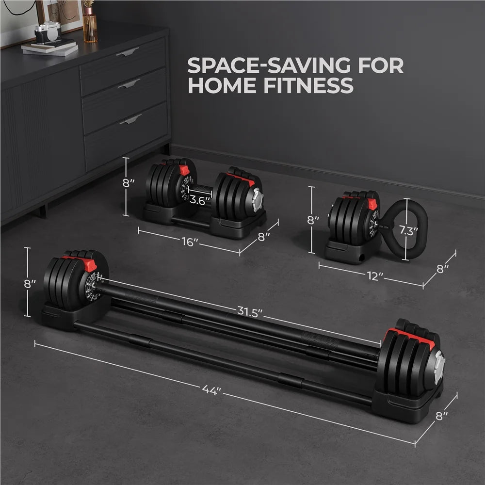 3-In-1 Adjustable Dumbbell Weight Set Black Q4346