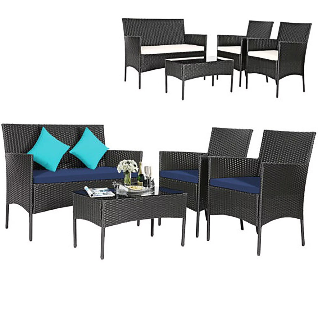 4 Pcs Outdoor Rattan Furniture Set with Cushion Z658416