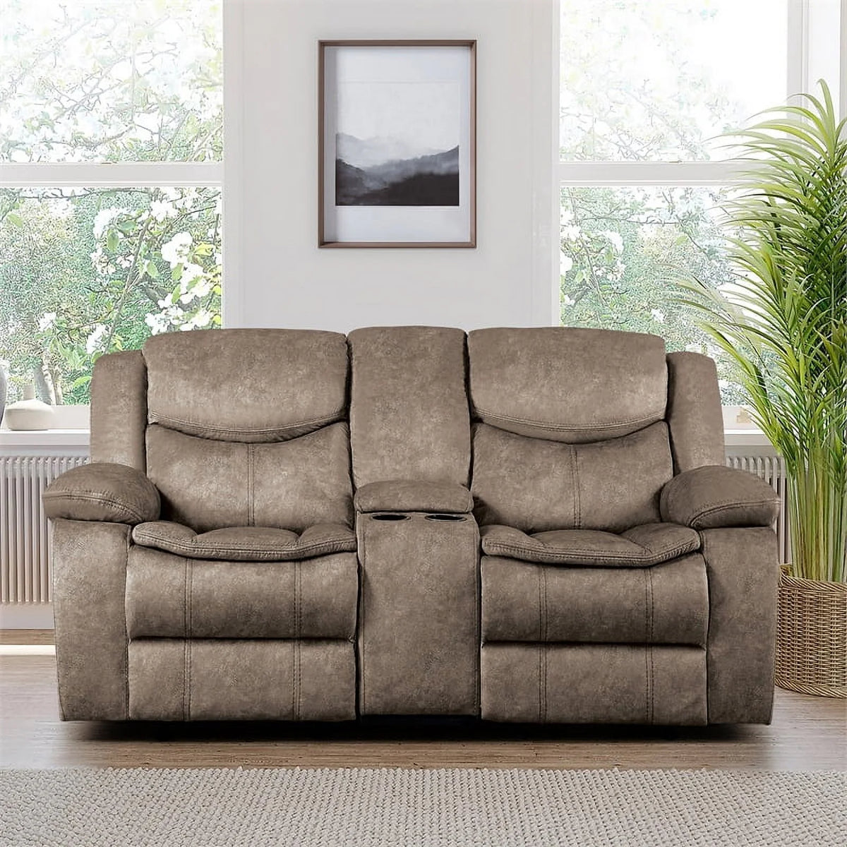 Brown Microfiber 2-Piece Reclining Sofa Set J7880