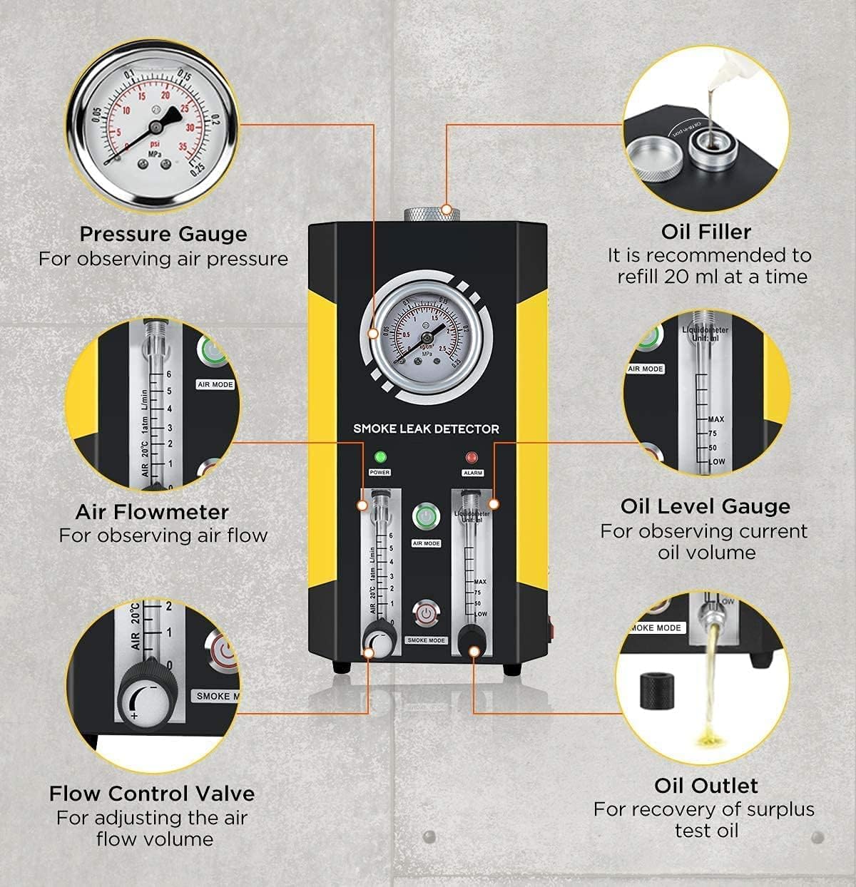 Car Smoke Machine EVAP Leak Tester with FlowMeter E356