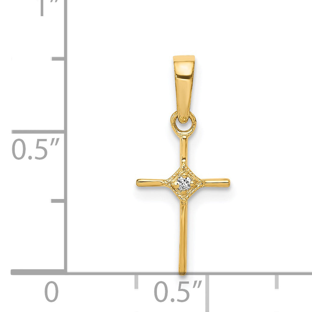 14K Yellow Gold Diamond Cross Pendant Charm with Rope Chain Necklace 20'' F976