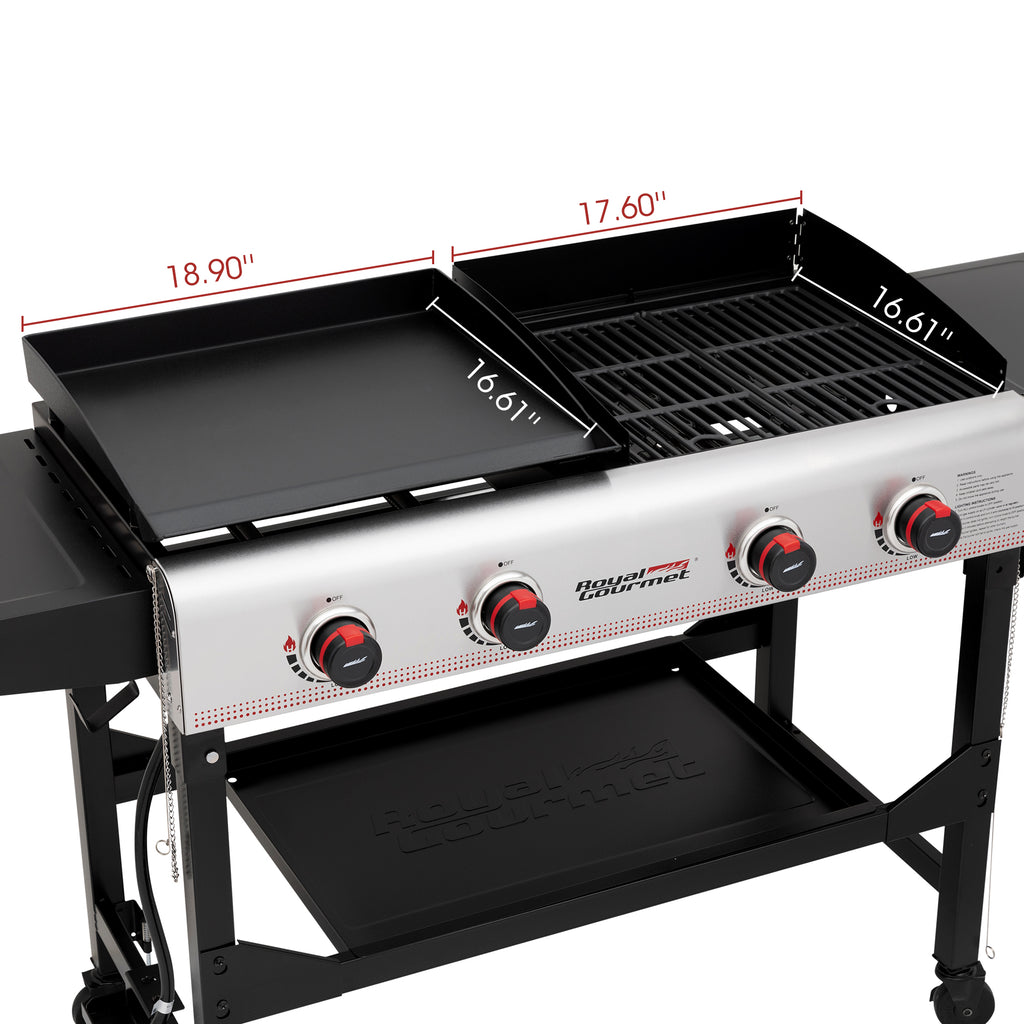 4-Burner Portable Flat Top Gas Grill and Griddle with Folding Legs J7966