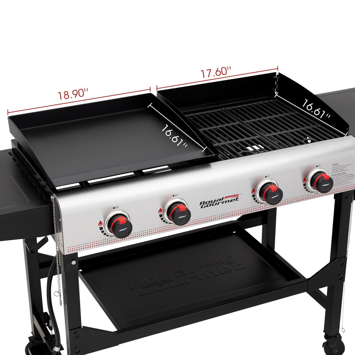 4-Burner Portable Flat Top Gas Grill and Griddle with Folding Legs J7966