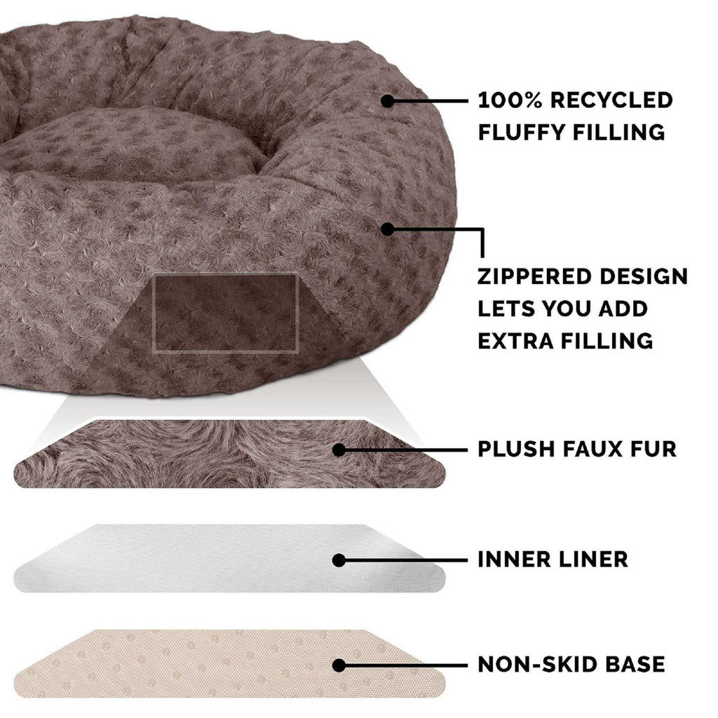 Curly Fur Plush Donut Dog Bed O356603