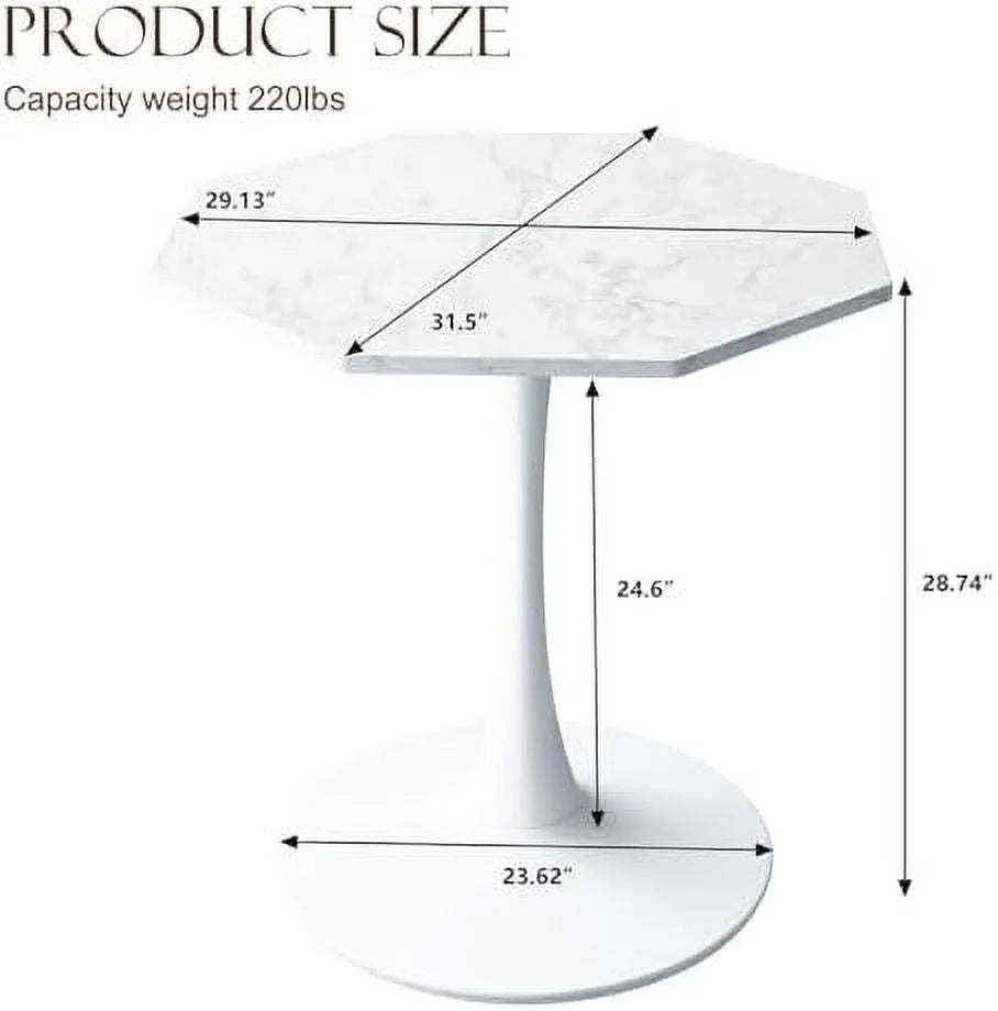 31.50" Modern Octagonal Dining Table with MDF Table Top Metal Base N16774