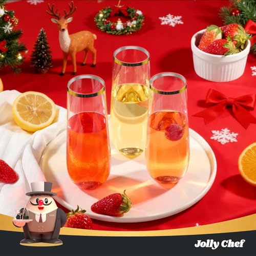 36 Pack 9 oz Clear Stemless Plastic Champagne Flutes G7799