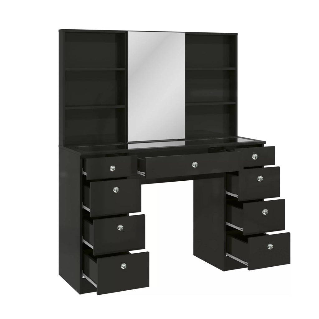 Black Painted Vanity Table with Crystal Knobs N719
