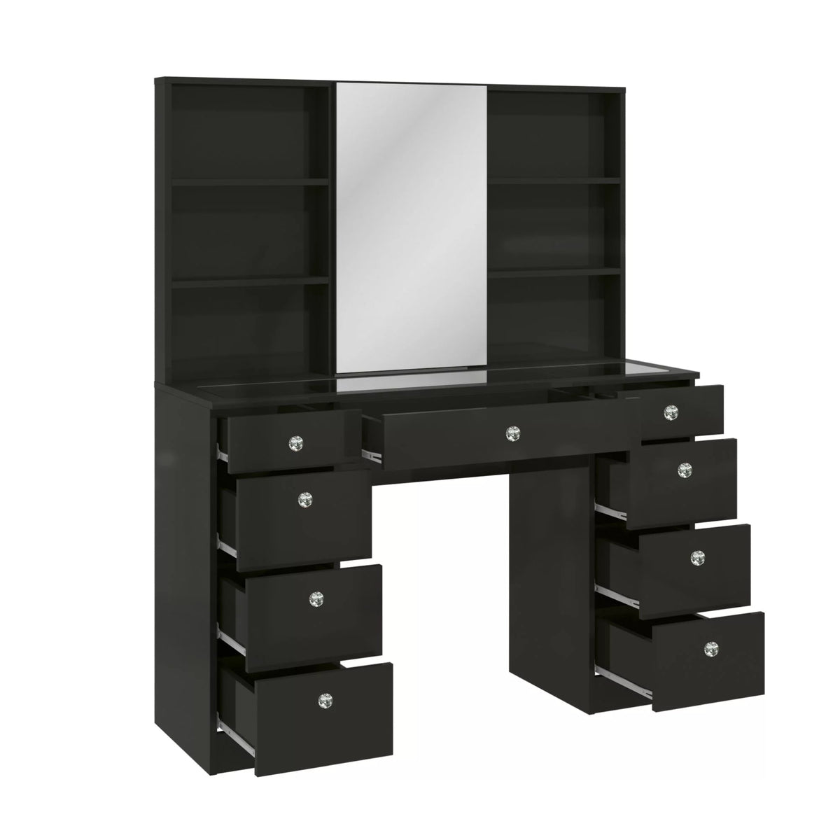 Black Painted Vanity Table with Crystal Knobs N719