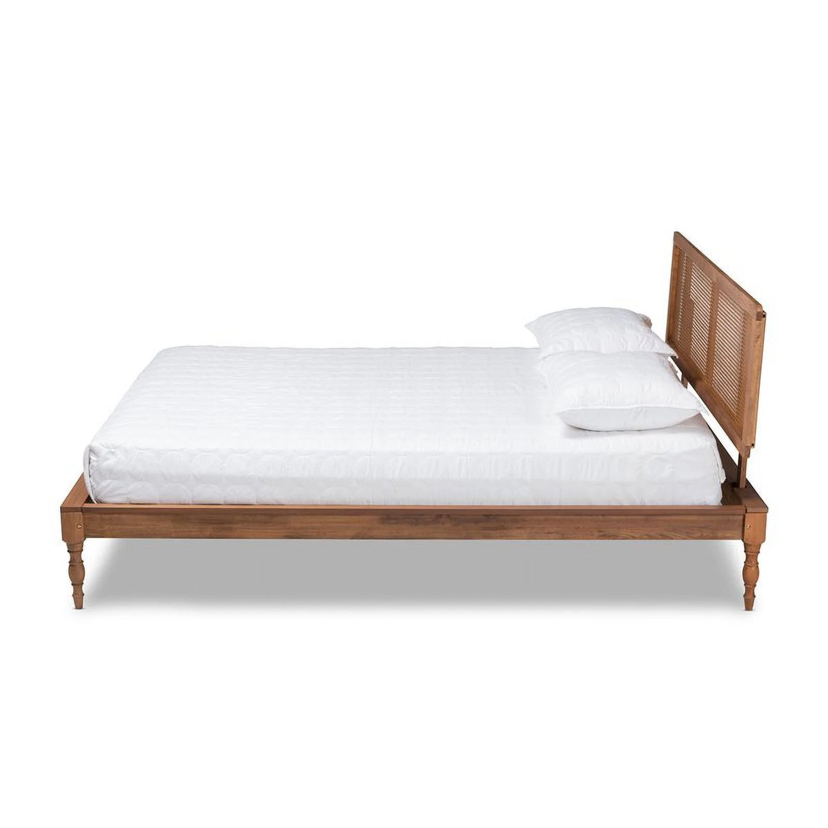 Full Size Wood Rattan Platform Bed F74804