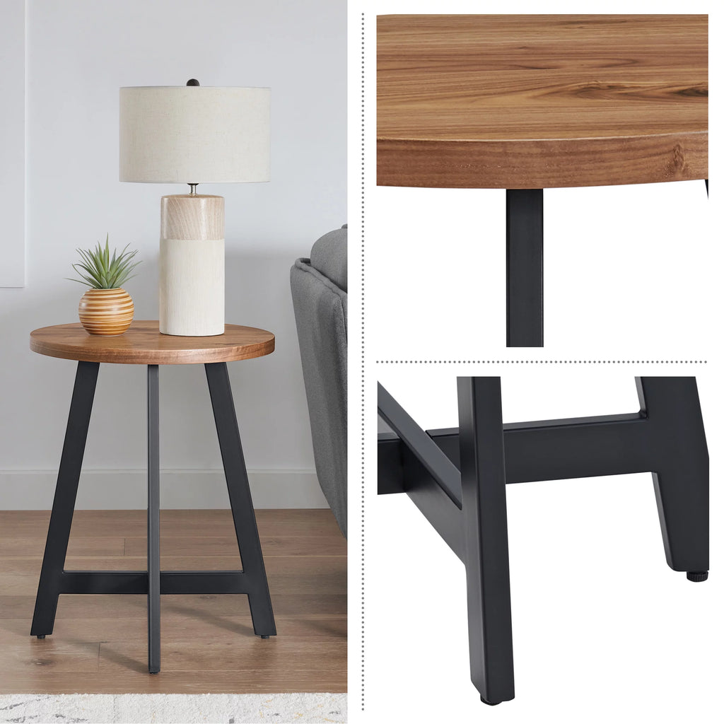 Round End Table with MDF Top and Metal Frame D482