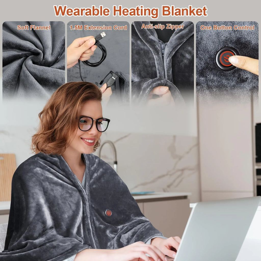 Portable USB Heated Blanket Shawl R124