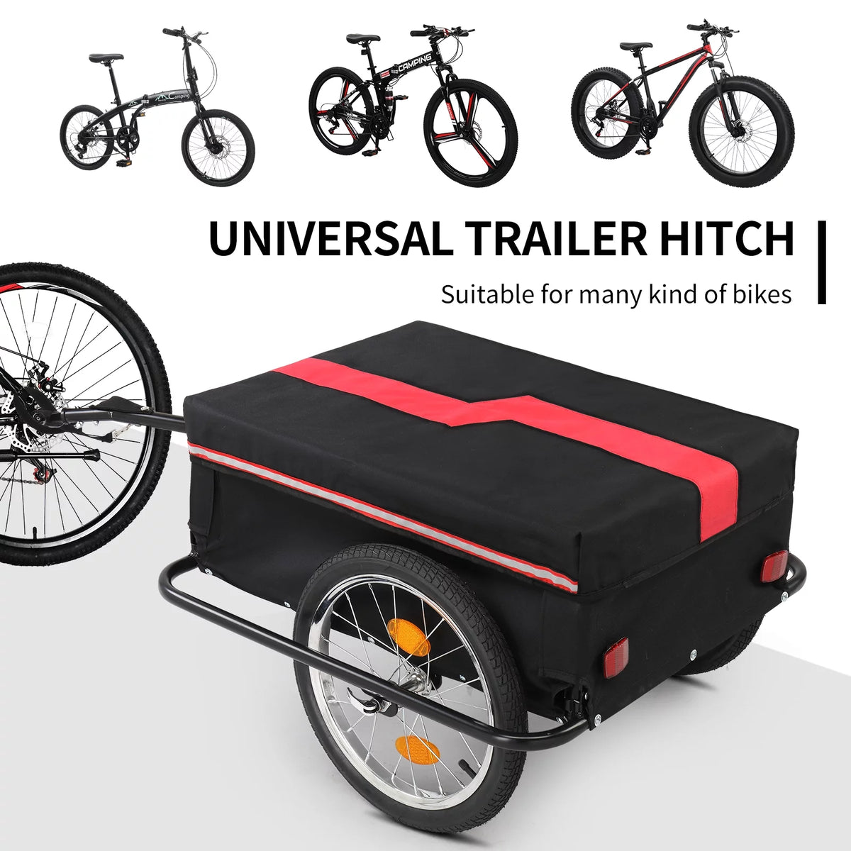 Bike Cargo Trailer with Removable Cover, 16 Wheels, Red R6742