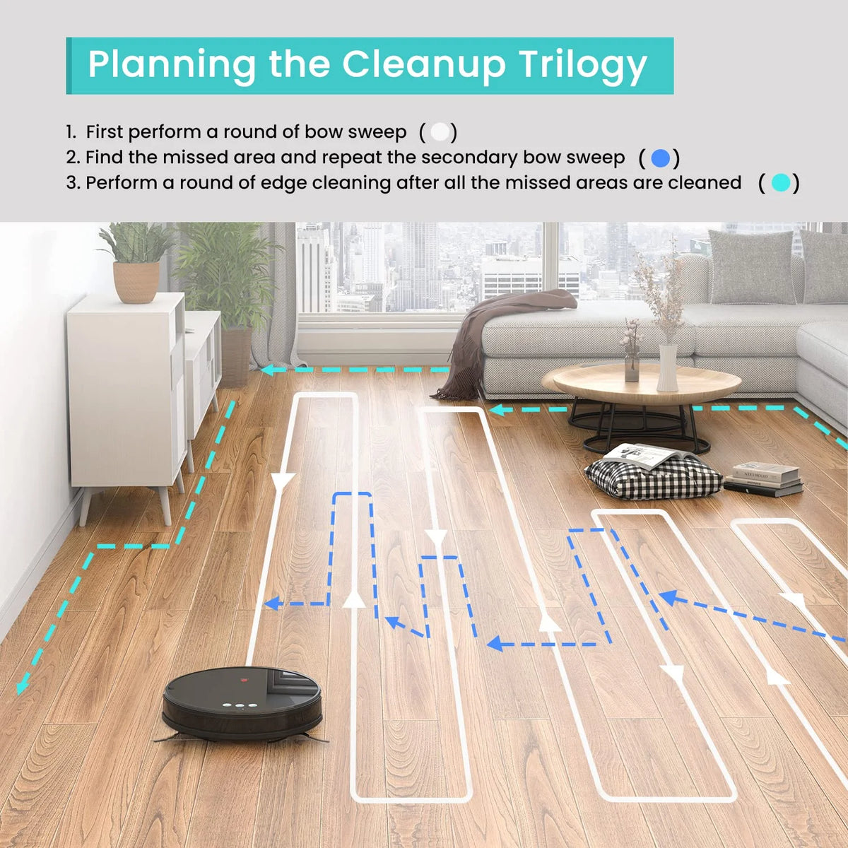 Robot Vacuum Cleaner and Mop, 160ml Water Tank, 3-in-1 V3703