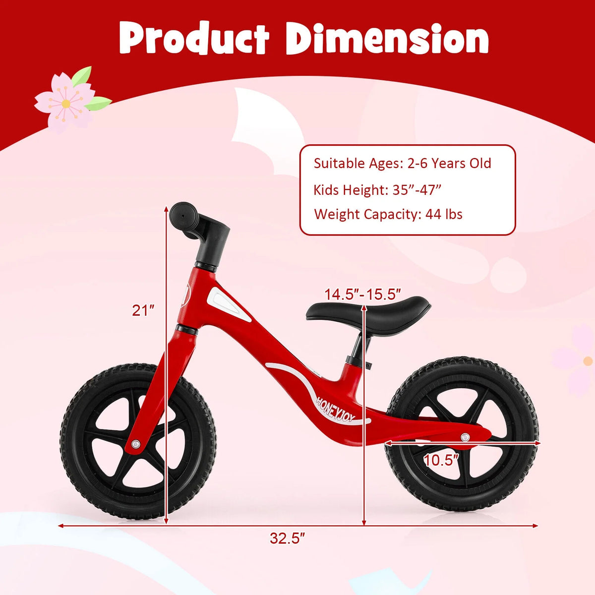 No Pedal Lightweight Toddler Training Bicycle with Adjustable Seat K946