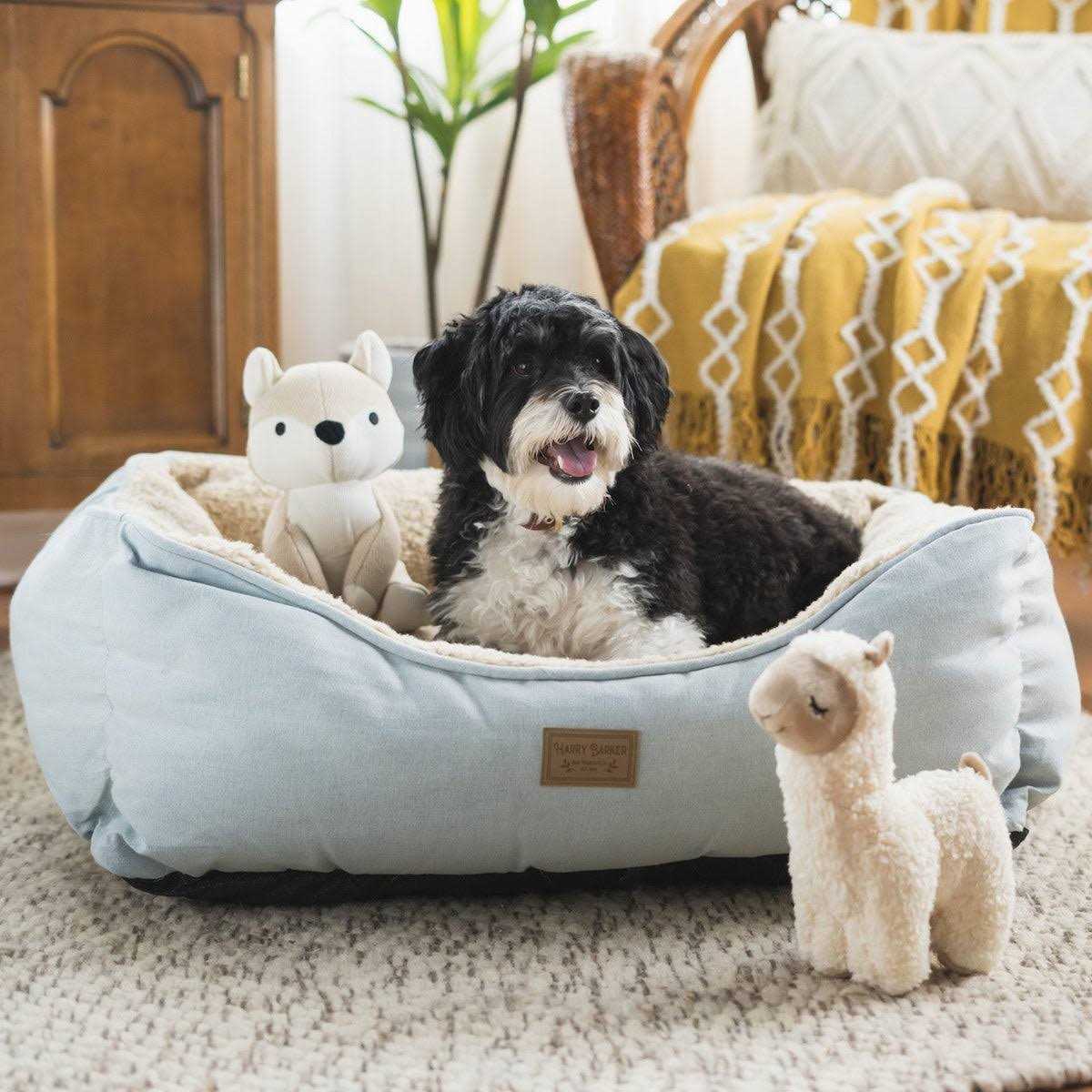 Blue Chambray Sherpa Pet Bed F10272
