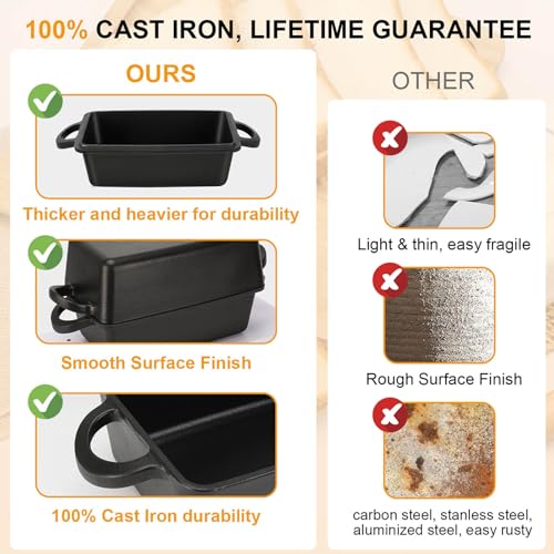 Cast Iron Loaf Pan with Lid 9×5 Inch 2 Piece Set Black S562