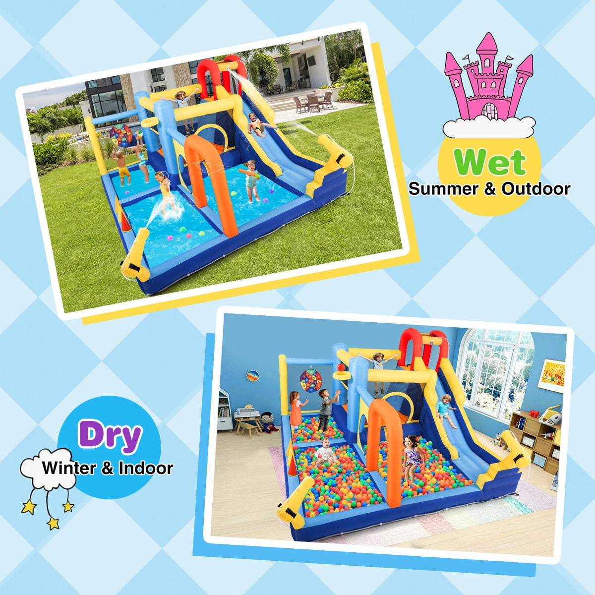 Inflatable Water Slide Bounce House with Splash Pool G340970