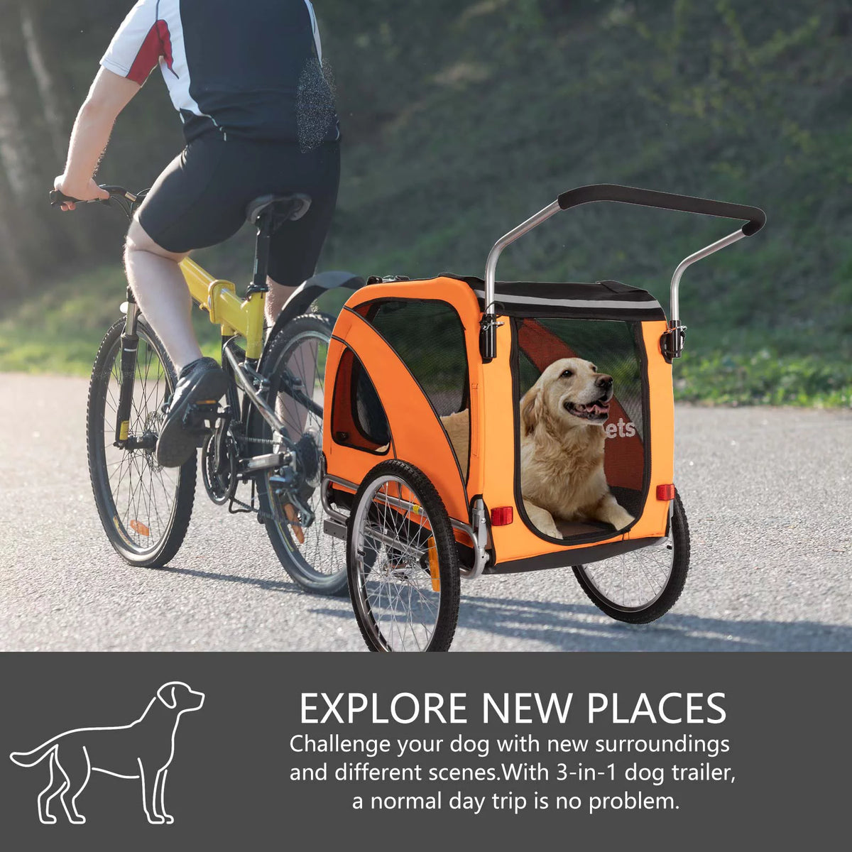 Red 3-in-1 Dog Bicycle Trailer and Stroller R766
