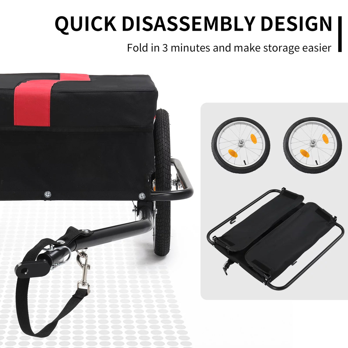 Bike Cargo Trailer with Removable Cover, 16 Wheels, Red R6742
