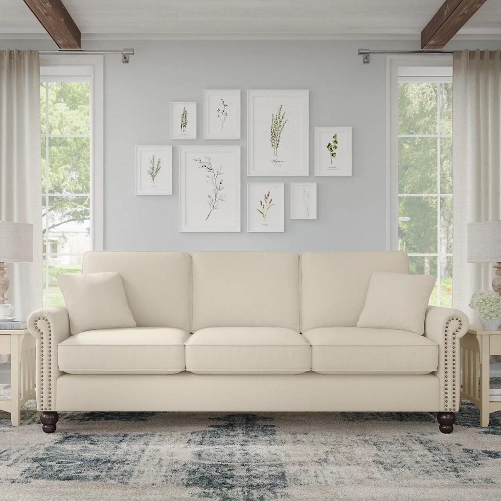 Cream Herringbone Fabric Sofa I1701