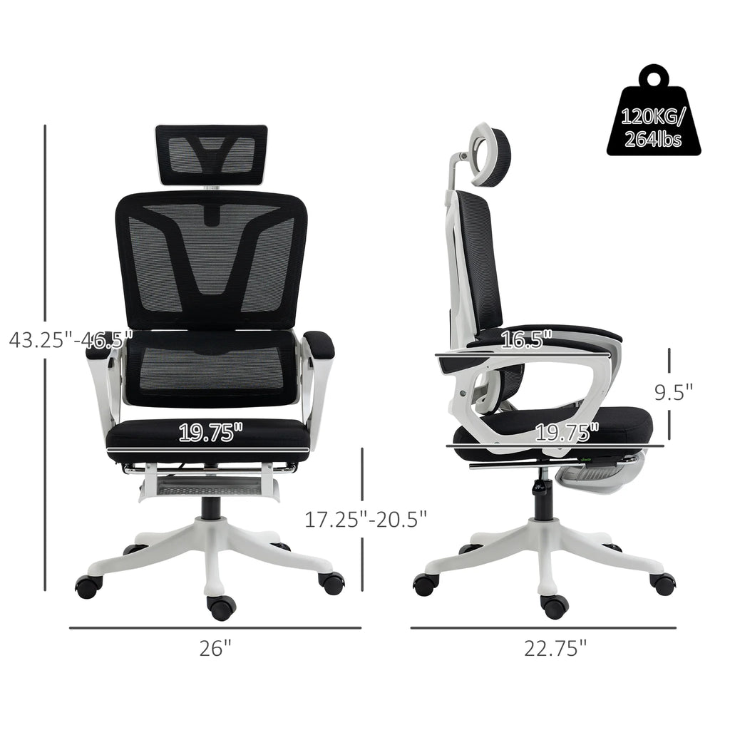 Black Home Office Chair with Adjustable Headrest and Lumbar Support B2568